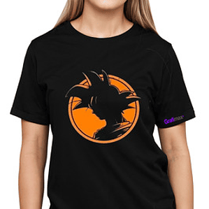Polera Goku Mujer Dragon Ball Silueta Naranja Anime Grafimax