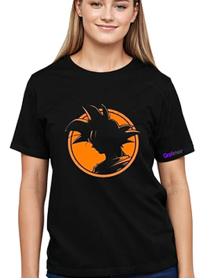 Polera Goku Mujer Dragon Ball Silueta Naranja Anime Grafimax