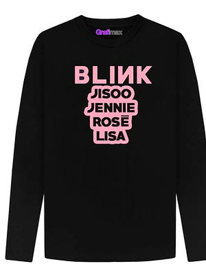 Polera Manga Larga Blackpink Names Blink K-Pop Míºsica Grafimax