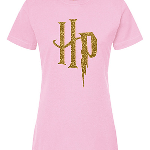 Polera Mujer Harry Potter Rosada Detalles Dorados Grafimax