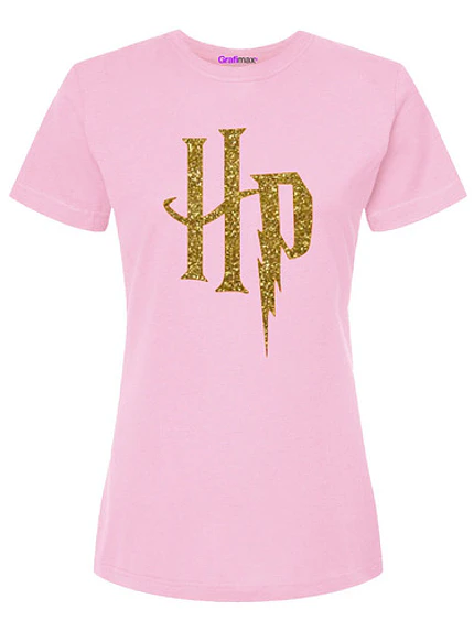 Polera Mujer Harry Potter Rosada Detalles Dorados Grafimax 1