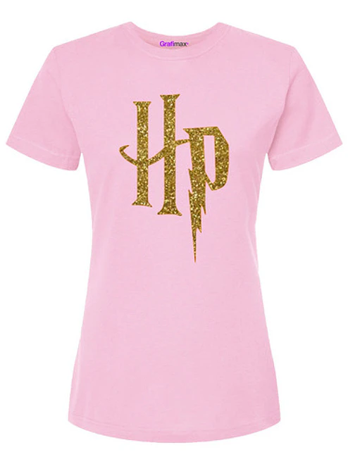 Polera Mujer Harry Potter Rosada Detalles Dorados Grafimax 1