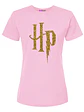 Polera Mujer Harry Potter Rosada Detalles Dorados Grafimax - Miniatura 1