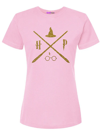 Polera Mujer Harry Potter Rosada Detalles Dorados Grafimax 5