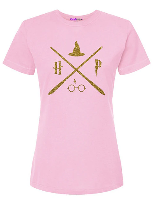 Polera Mujer Harry Potter Rosada Detalles Dorados Grafimax 5