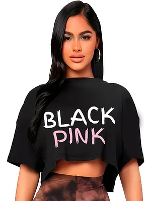 Polera Crop Top Mujer Blackpink Míºsica Oversize Grafimax
