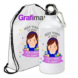 Pack Botella Agua Personalizada + Bolsita Regalo Avatar 