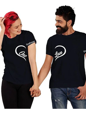 Polera Pareja Novios Duos One Love Corazones Grafimax
