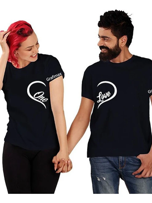 Polera Pareja Novios Duos One Love Corazones Grafimax 1