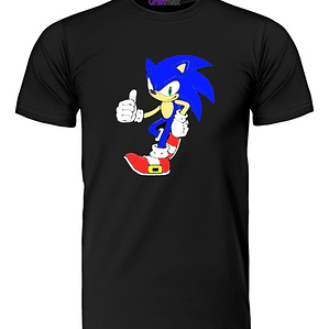 Polera Sonic Thumb Up Video Juego Negra Grafimax Calidad
