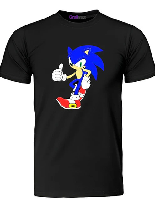 Polera Sonic Thumb Up Video Juego Negra Grafimax Calidad 1