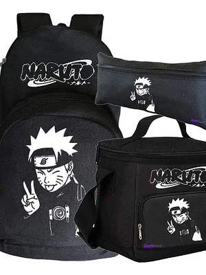 Mochila Naruto Usumaki Pack Lonchera Estuche Anime Grafimax