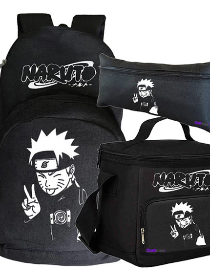 Mochila Naruto Usumaki Pack Lonchera Estuche Anime Grafimax 1