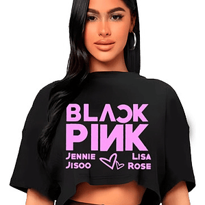 Polera Crop Top Mujer Blackpink Nombres Oversize Música - Grafimax