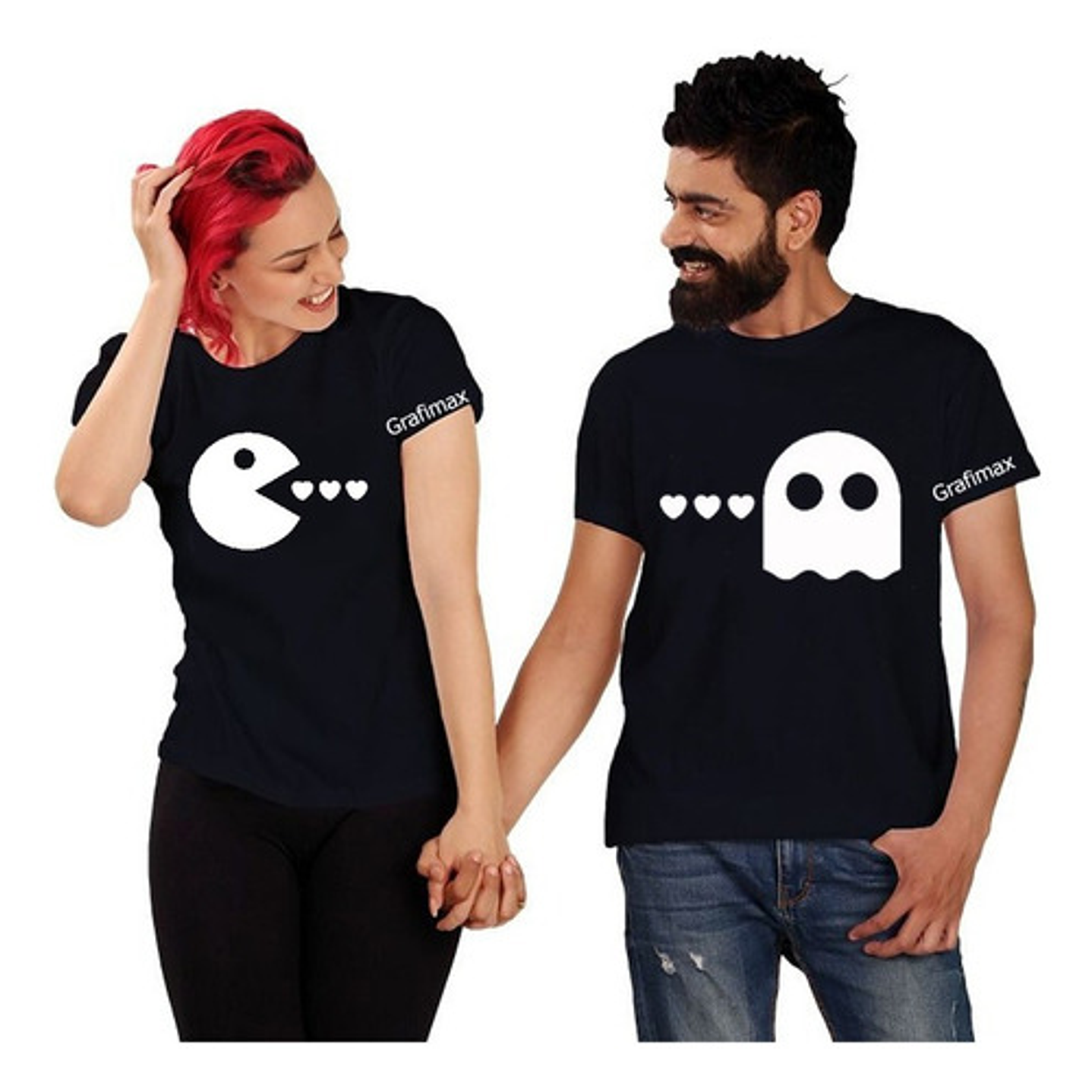 Poleras Parejas Enamorados Duos Pololos Pacman Grafimax 1