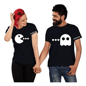 Poleras Parejas Enamorados Duos Pololos Pacman Grafimax