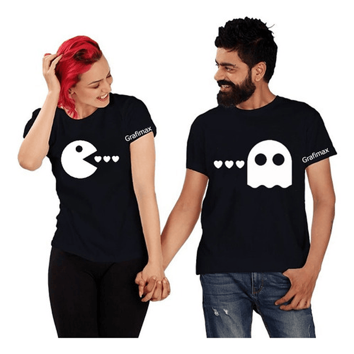 Poleras Parejas Enamorados Duos Pololos Pacman Grafimax 33