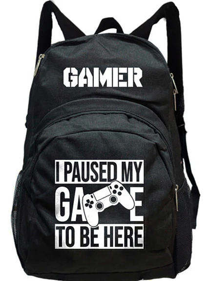 Mochila Gamer Paused My Game To Be Here Videojuegos Gfmx 1