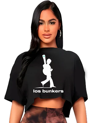 Polera Crop Top Mujer Los Bunkers Oversize Grafimax