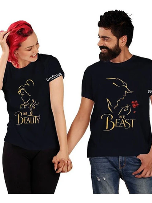 Polera Pareja Novios Duos Bella Y La Bestia Grafimax 33