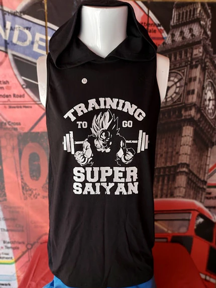 Polera Musculosa Capucha Goku Super Saiyan Gym Grafimax 2