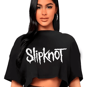Polera Crop Top Mujer Slipknot Banda Metal Oversize Míºsica Grafimax