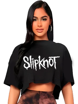 Polera Crop Top Mujer Slipknot Banda Metal Oversize Míºsica Grafimax