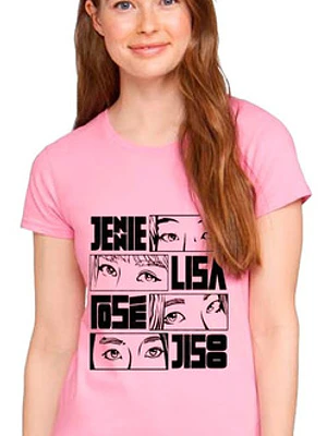 Polera Black Pink Names Koreano Eyes Mujer Música - Grafimax