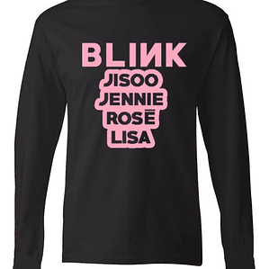 Polera Manga Larga Black Pink Names Kpop Míºsica Grafimax