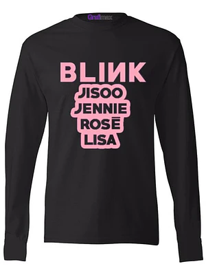 Polera Manga Larga Black Pink Names Kpop Míºsica Grafimax