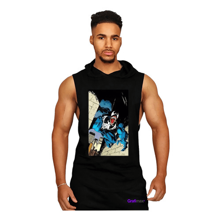 Polera Musculosa Capucha Venom Comic Hombre Superhéroes  1