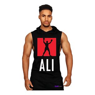 Polera Capucha Musculosa Gym Ali Algodón Grafimax