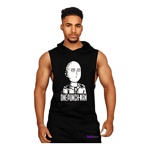 Polera Musculosa Capucha Poker Face One Punch Man Grafimax