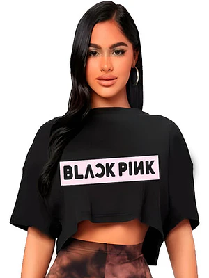 Polera Crop Top Mujer Blackpink Oversize Música K-Pop - Grafimax
