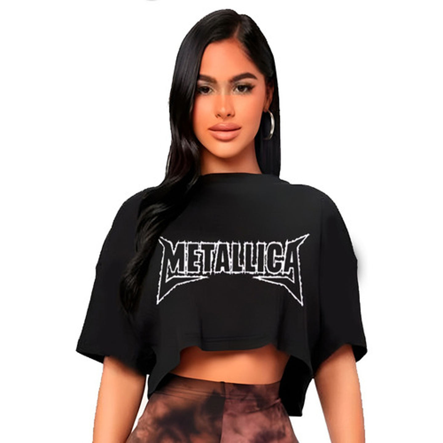 Polera Crop Top Mujer Metallica Oversize Grafimax 1