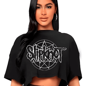 Polera Crop Top Mujer Slipknot Oversize Míºsica Grafimax