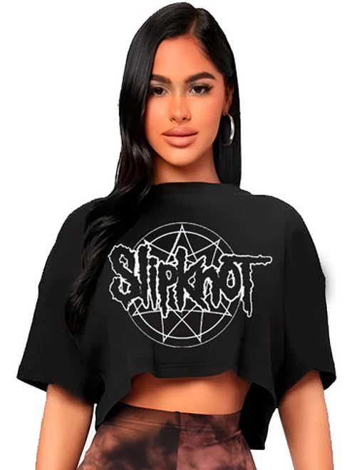 Polera Crop Top Mujer Slipknot Oversize Míºsica Grafimax 1