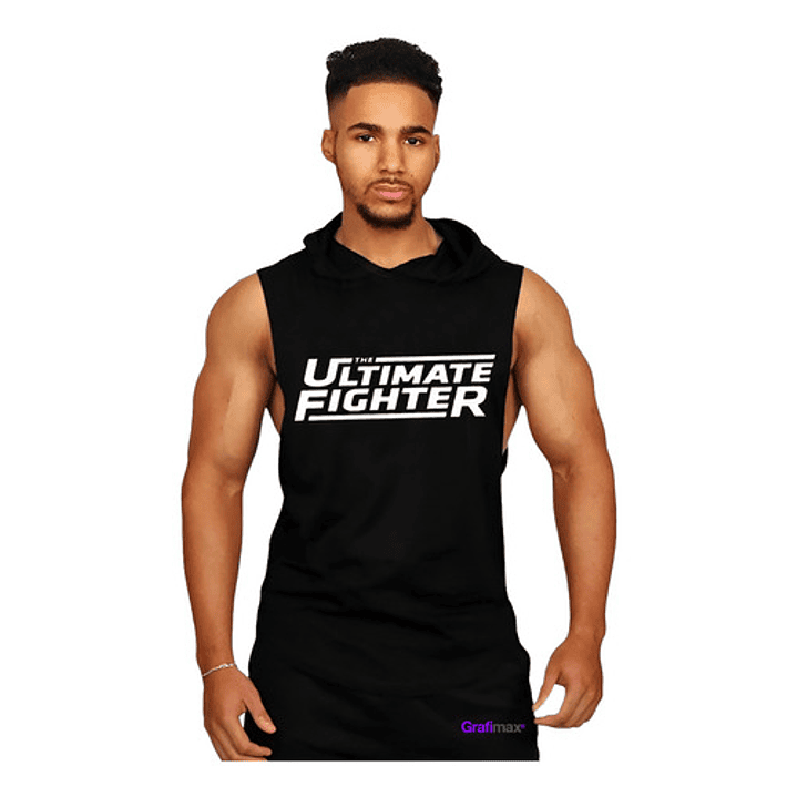 Polera Musculosa Capucha Ufc Ultimate Fighting Logo Blanco   1