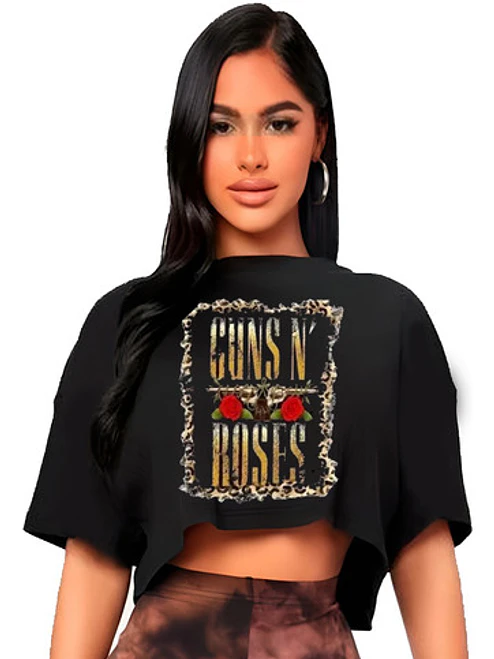 Polera Crop Top Guns N' Roses Oversize Grafimax 1
