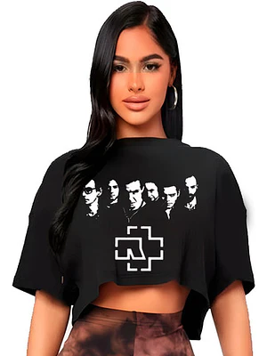 Polera Crop Top Mujer Rammstein Banda Oversize Grafimax