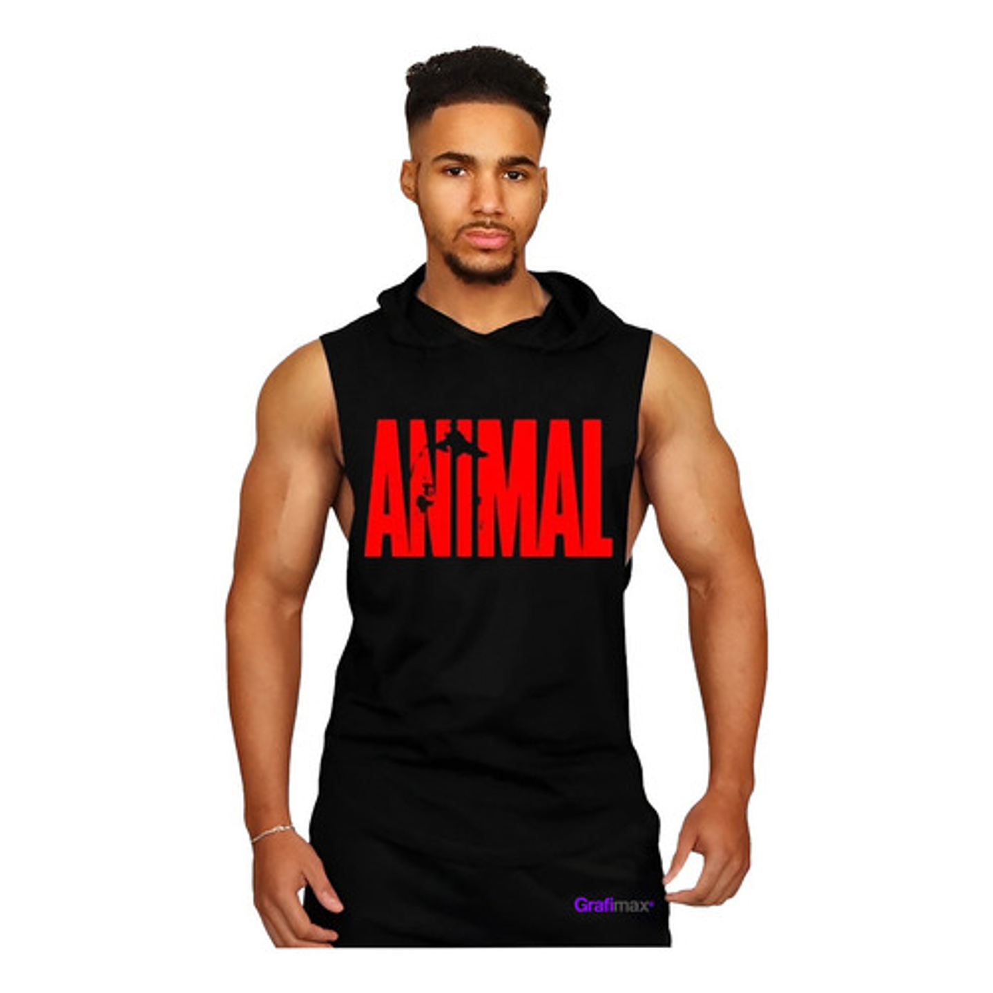 Polera Musculosa Capucha Animal Sudadera Gym Grafimax 1