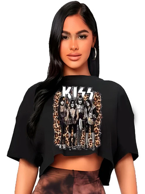 Polera Crop Top Mujer Kiss Oversize Grafimax 1