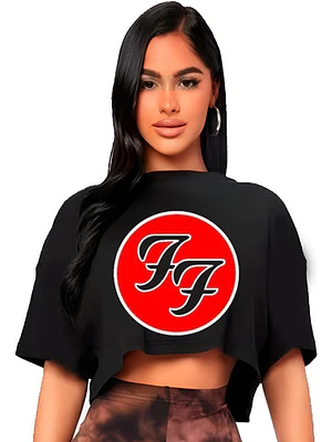 Polera Crop Top Mujer Foo Fighters Oversize Grafimax