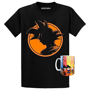 Polera Goku Tazón Dragon Ball Silueta Anime Grafimax