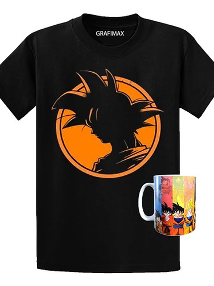 Polera Goku Tazón Dragon Ball Silueta Anime Grafimax 1