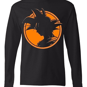Polera Manga Larga Dragon Ball Goku Silueta Hombre Anime Grafimax