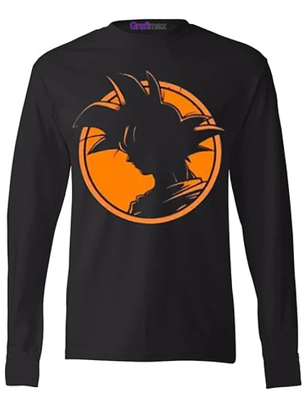 Polera Manga Larga Dragon Ball Goku Silueta Hombre Anime Grafimax 1