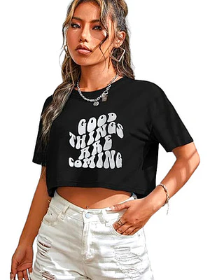 Polera Crop Top Mujer Kawaii Aesthetic Diseños Grafimax