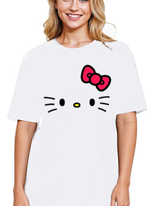 Polera Mujer Hello Cat Oversize Grafimax 2