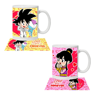 Pack Tazones Amor Dragon Ball Goku Y Milk Grafimax